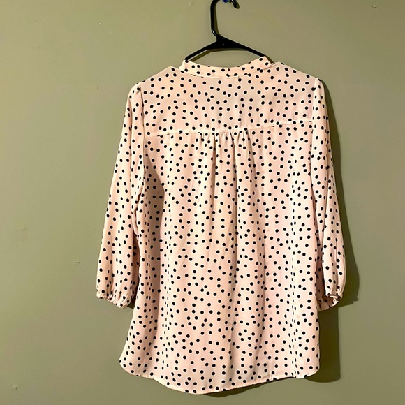 Bow Tie Neck Polka Dot Blouse - Picture 2 of 3